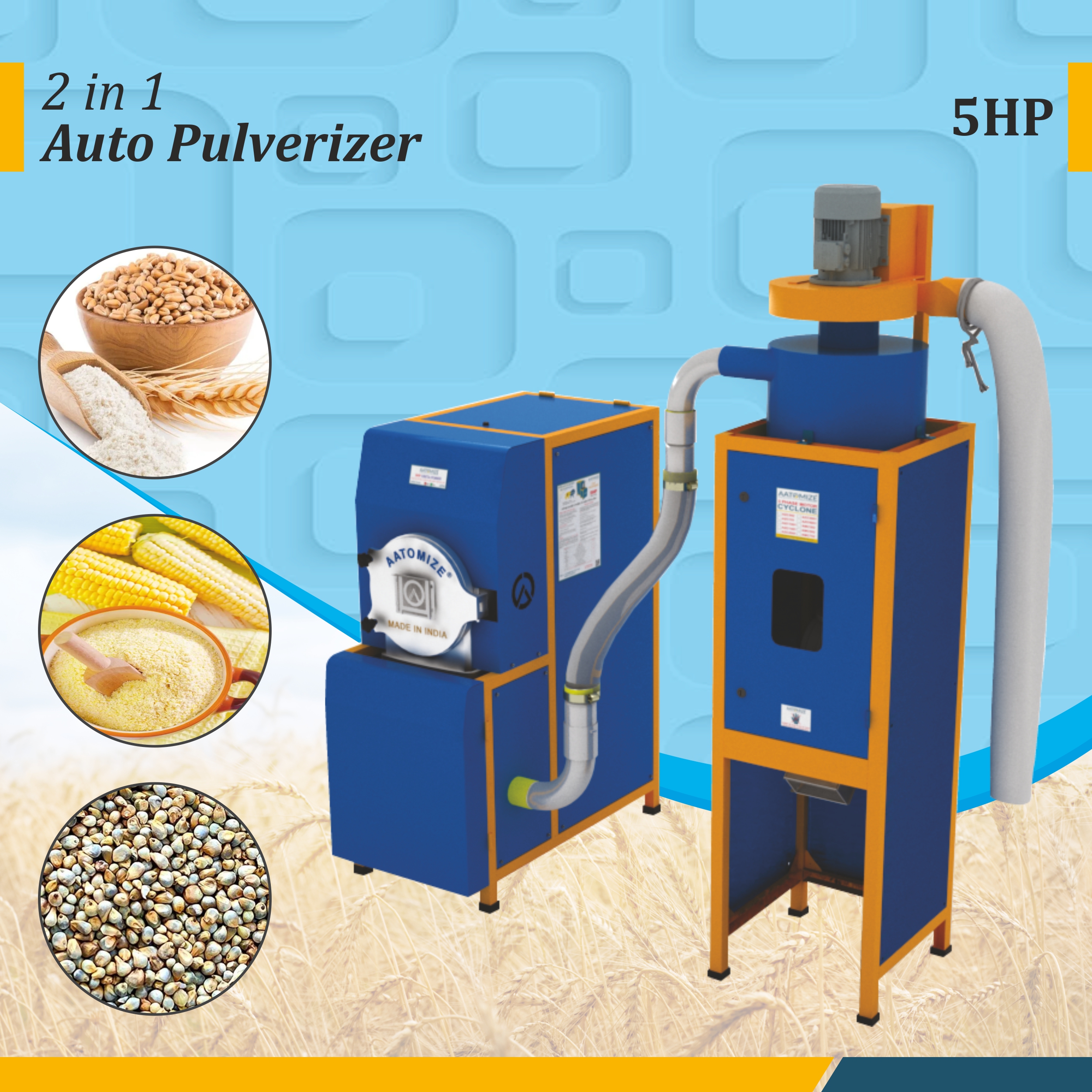 5HP Commercial Pulverizer With Grader and Cyclone Dust Collector